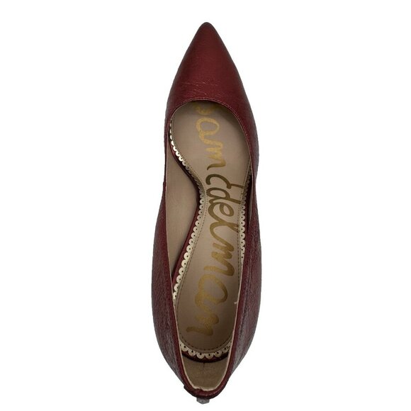 SAM EDELMAN "HAZEL" METALLIC RUBY RED LEATHER POINTED HEELS, Dorthy Size 7.5 - Picture 11 of 13
